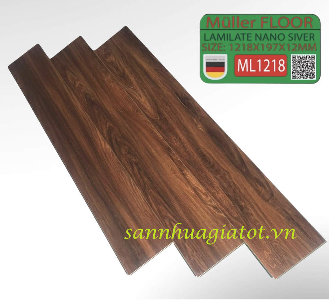 Sàn gỗ công nghiệp Đức Muller dày 12mm cốt xanh mã ML1218